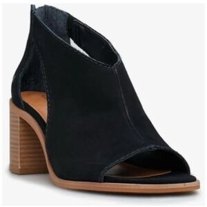 Women's Black Open-Toe Block Heel Sandals
